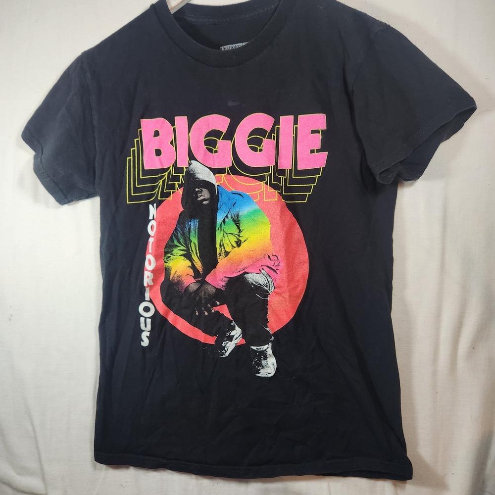 Notorious BIG Biggie Smalls Rainbow Graphic T-Shirt Brooklyn Mint Black Small